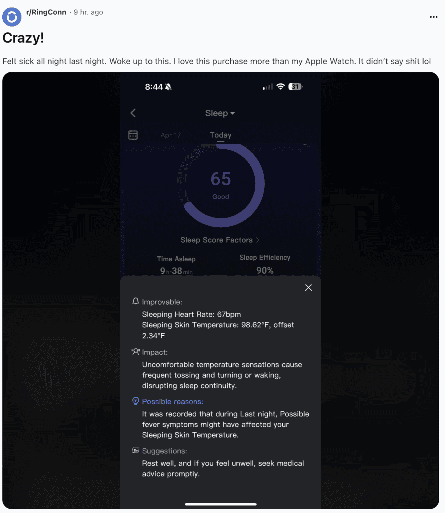 ringconn detects sickness
